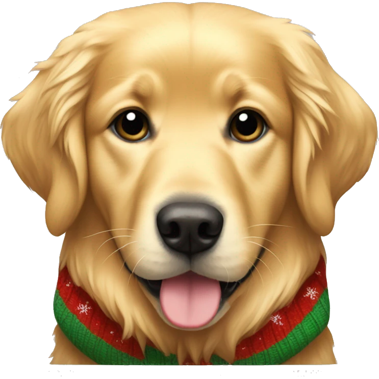 golden retriever wearing christmas sweater emoji