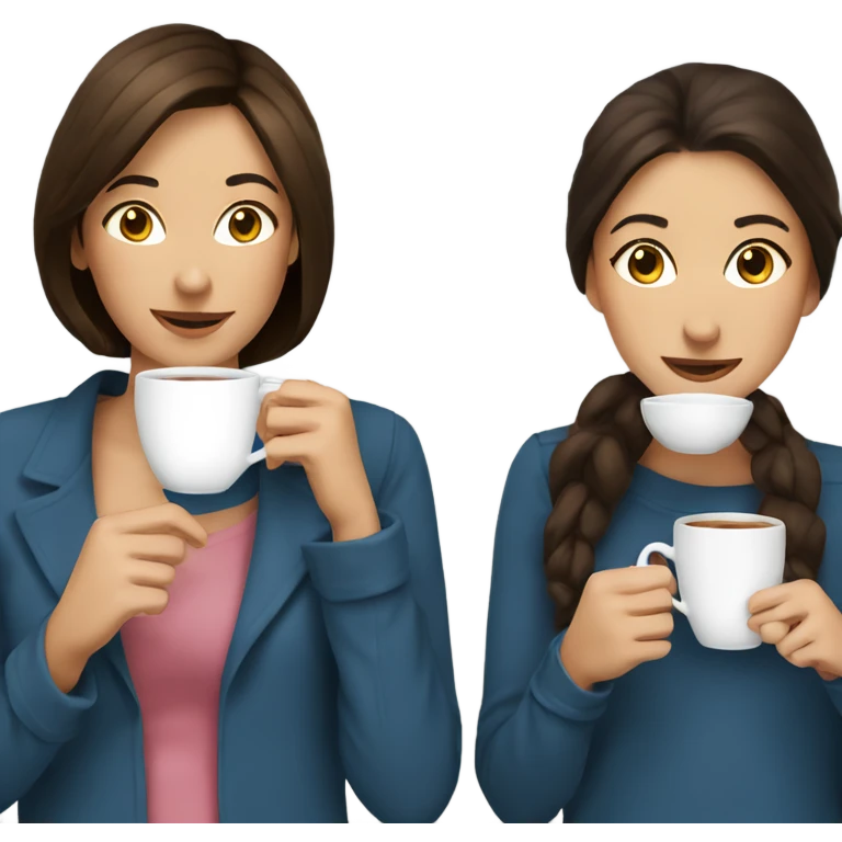 two brunettes sipping tea emoji