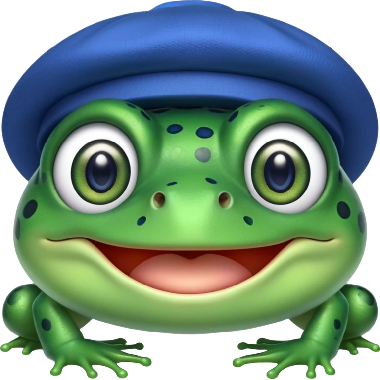 frog wearing a double blue hat emoji
