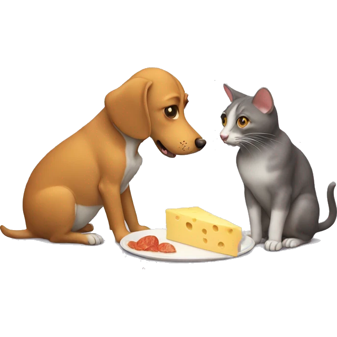 Dog eating cat eating rat eating mouse eating cheese emoji