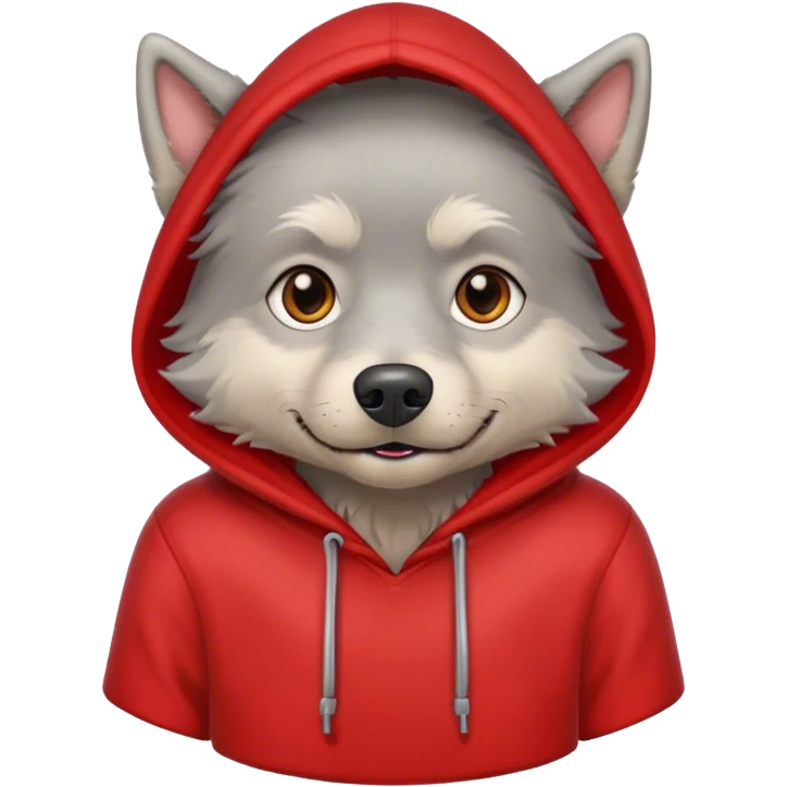 Gray dog scruffy red hood sweatshirt  emoji