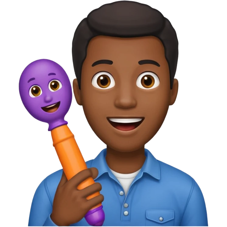 Black guy looking suprised holding a dildo emoji