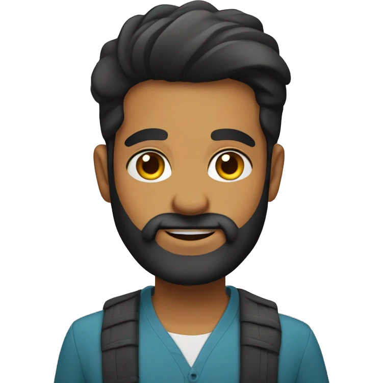 Marathi young person with black beard emoji