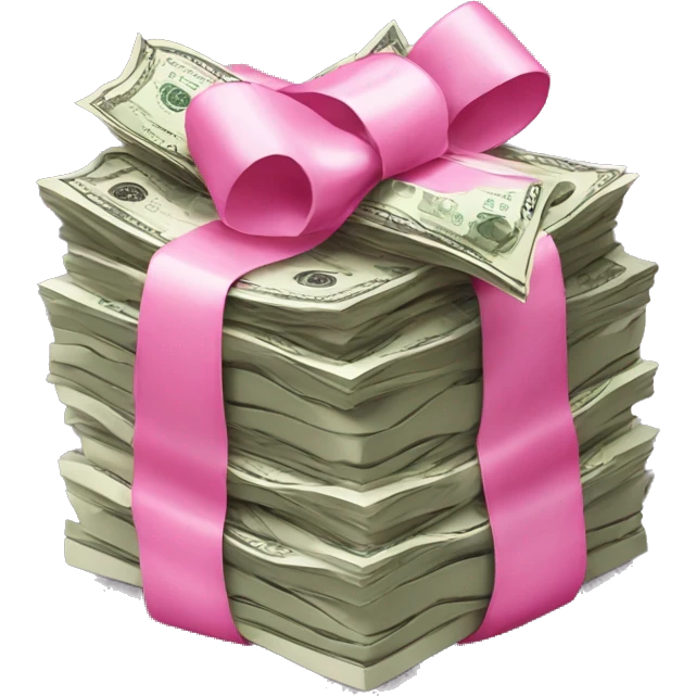 Stack of money tied in pink bow  emoji