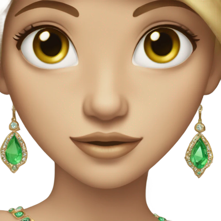 elegant light brown hair green eyed girl with jewellery  emoji