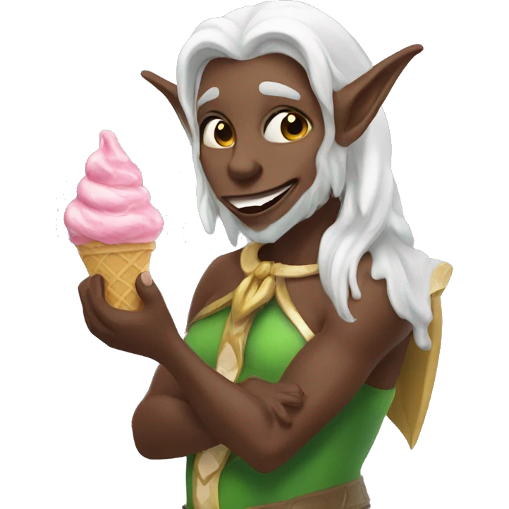 Exotic elf eating ice cream  emoji