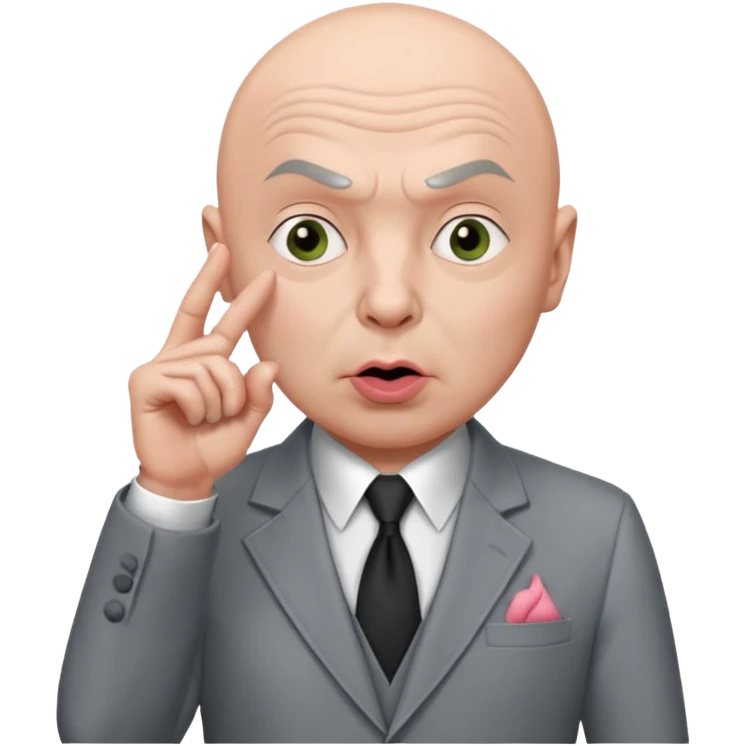 Dr evil from austin powers with his pinky to his mouth emoji