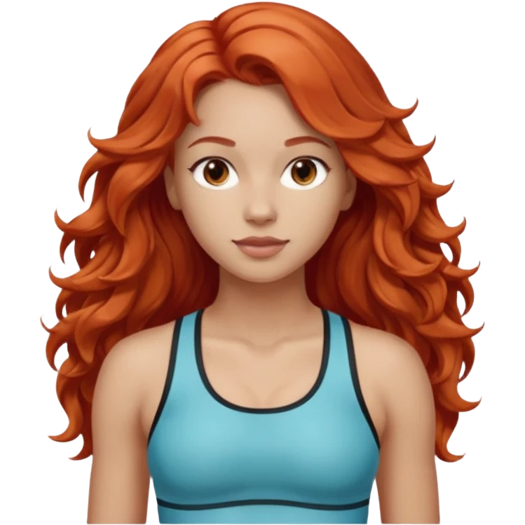 Athletic girl with long light red wavy hair and smaller boobs emoji
