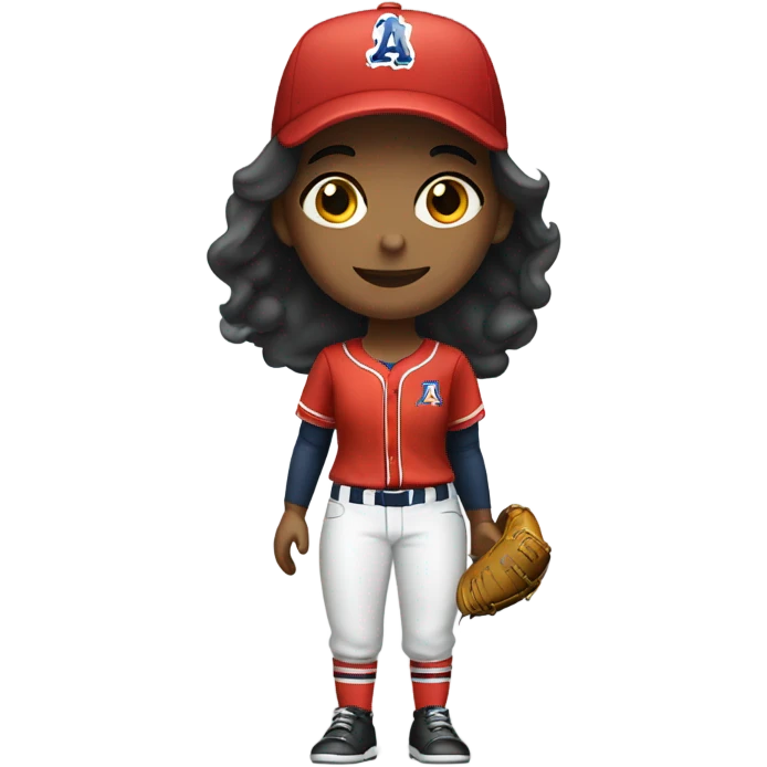 A girl who wearing baseball uniform and ballcap emoji