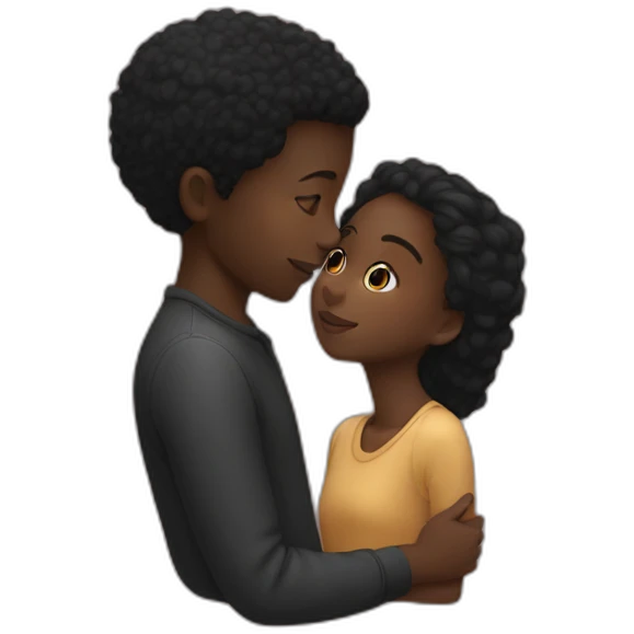 Black boy kissing Black girl emoji