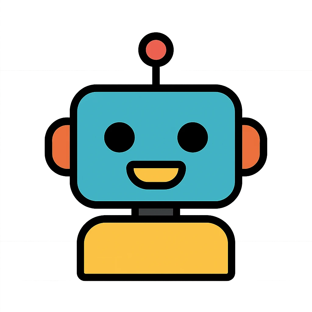robot, color icon style, minimalistic, friendly face emoji