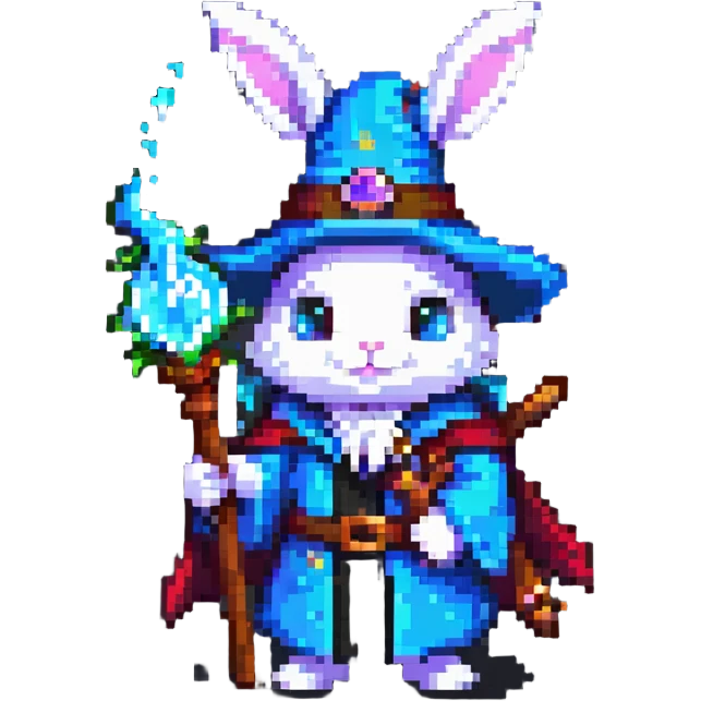 rabbit wizard with magic staff emoji