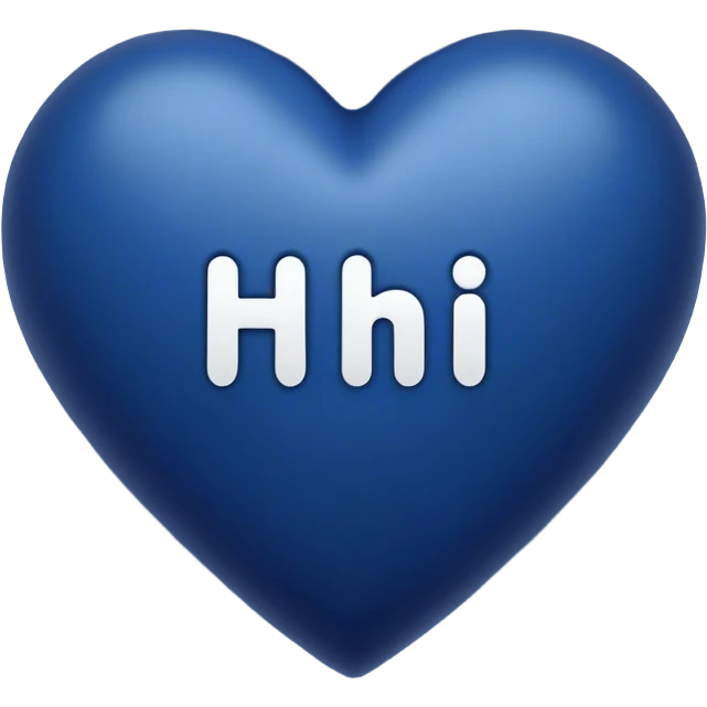 Dark blue heart with the words Hi in the middle  emoji