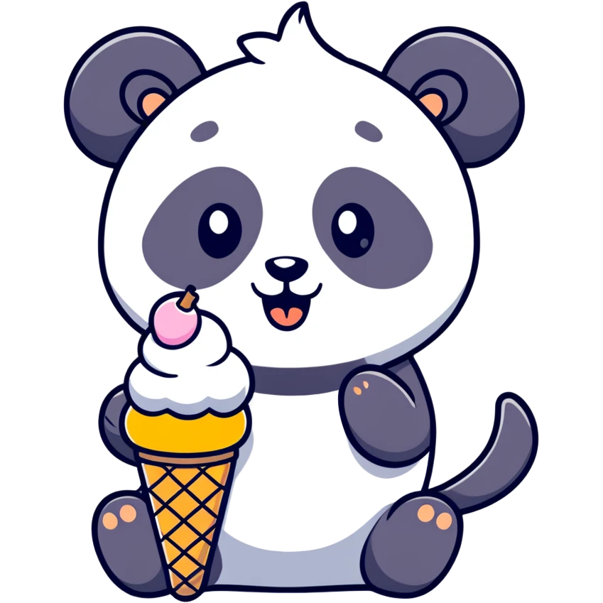 Panda eating ice cream emoji