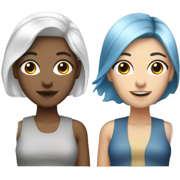 Black & blue haired white women emoji