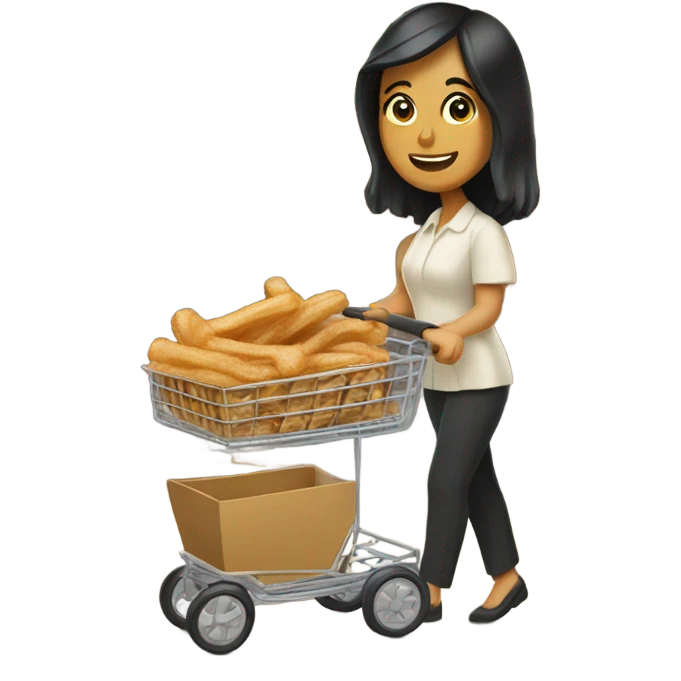 Tan black hair lady with a cart selling churros emoji