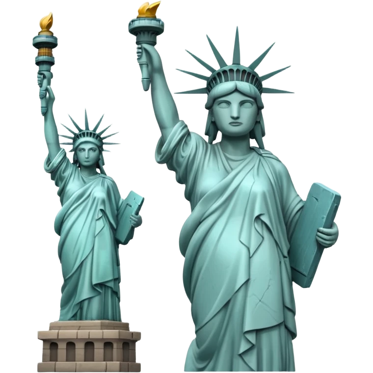 Estatua de la Libertad y estatua de moai juntas. emoji