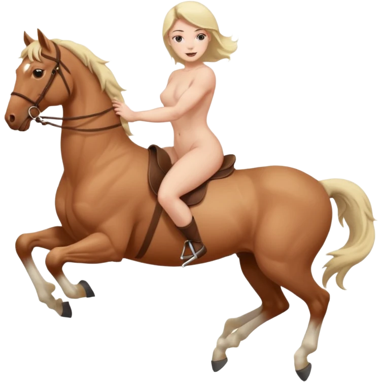 Nude woman riding an invisible horse  emoji