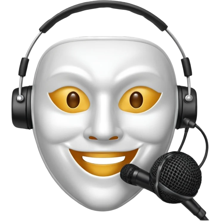 smiling mask with a microphone emoji