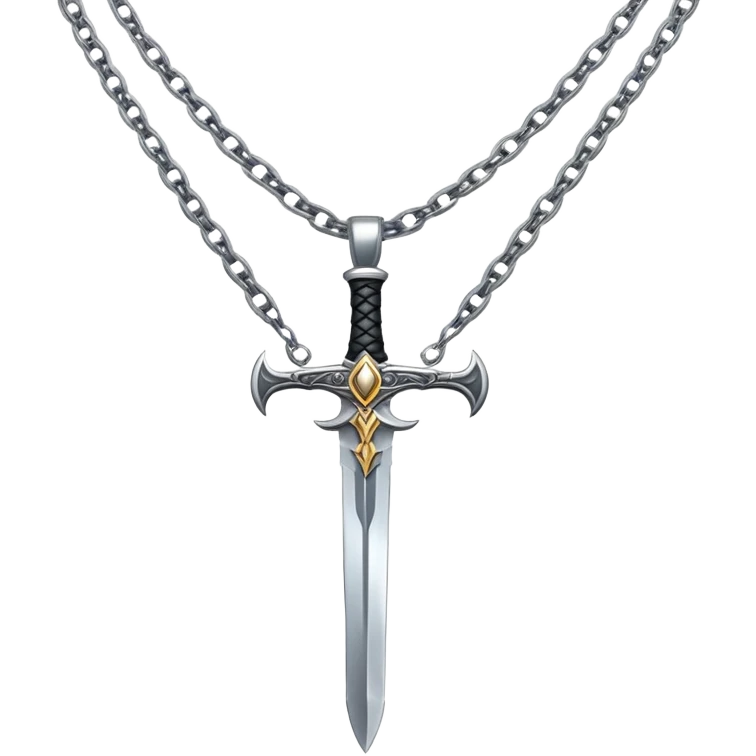 double silver chain necklace with sword on bottom chain emoji