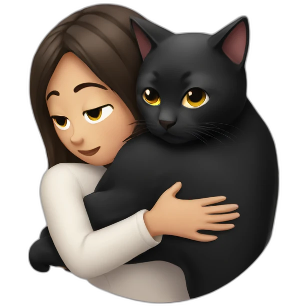 woman hugs black cat emoji
