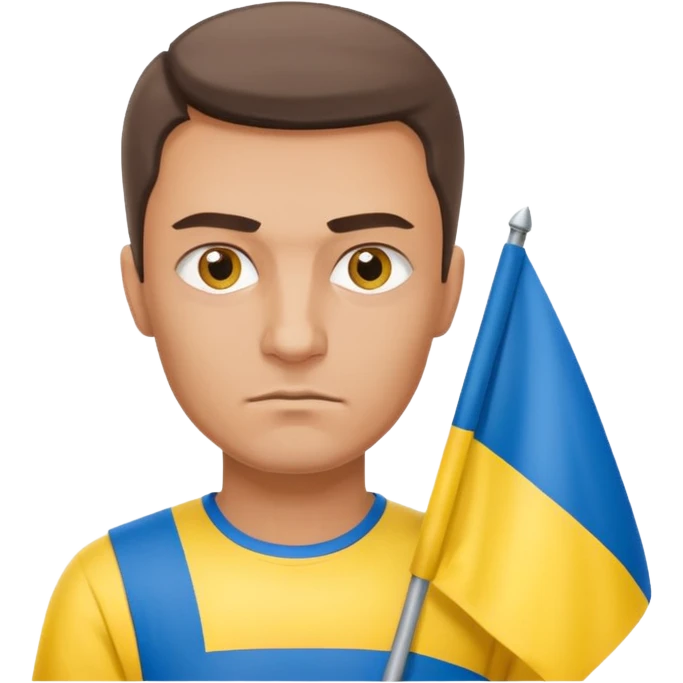 photorealistic Ukrainian man with the flag of Ukraine emoji