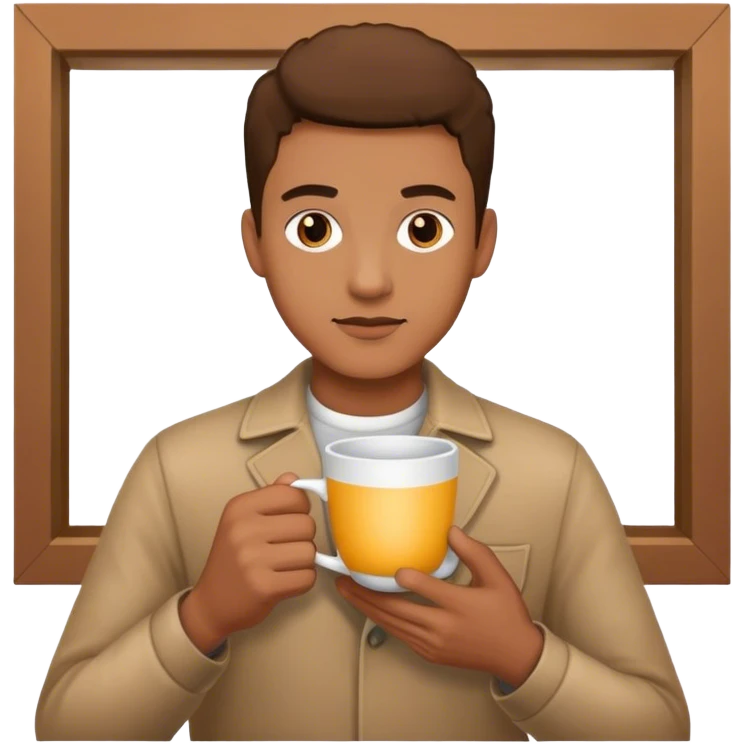 man with cup indoors emoji
