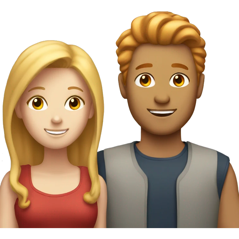 A red-haired girl and blonde-haired man loves  emoji