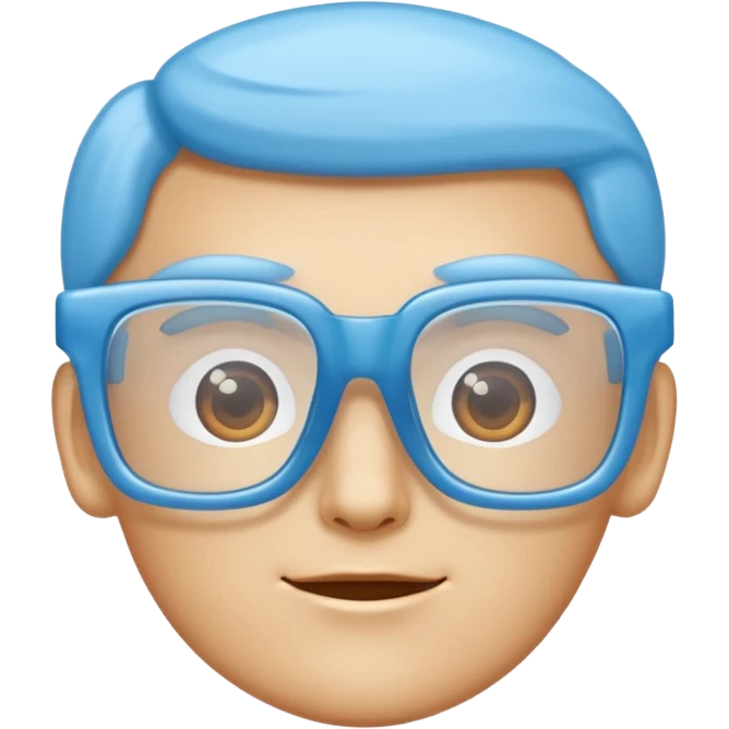 sky-blue square glasses, slightly thick frame, glossy surface,Only glasses. emoji