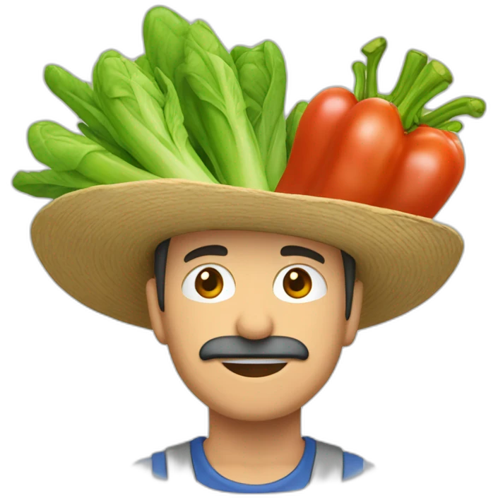 señor cosechando verduras de una huerta emoji
