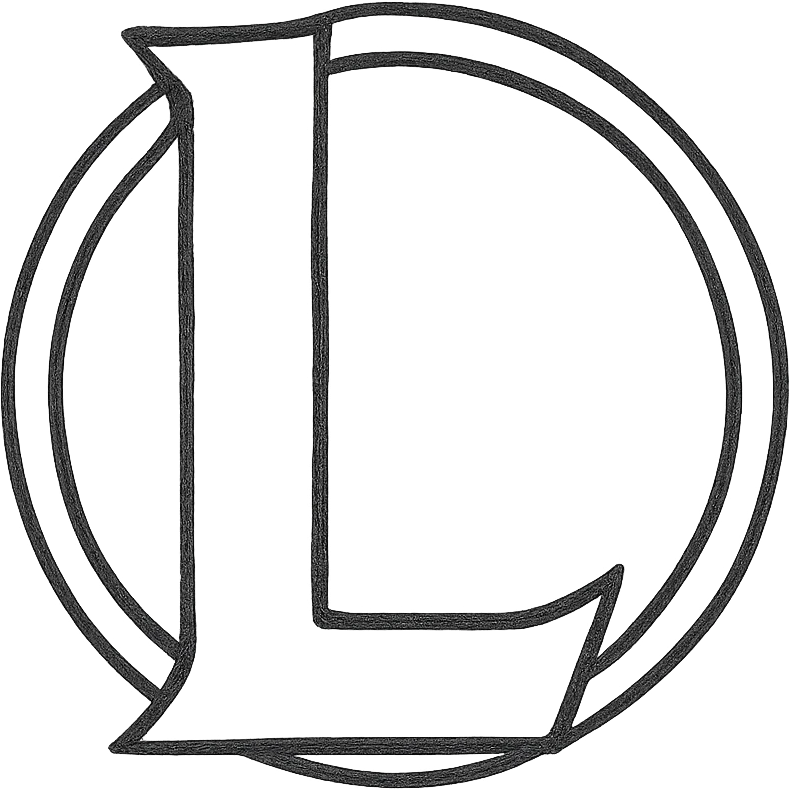 hand-drawn outlined League of Legends logo icon emoji
