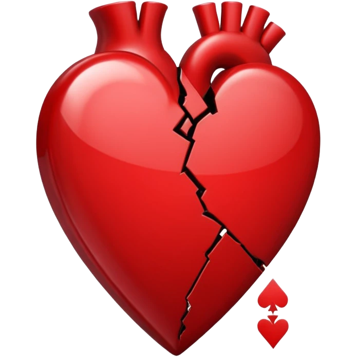 A ace of hearts playing card with a broken heart emoji