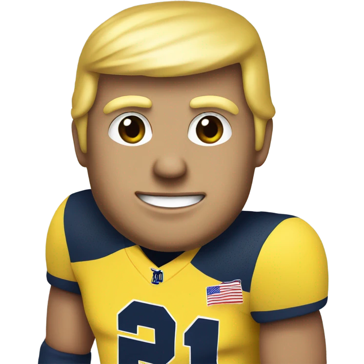 Trump wearing a Michigan wolverines jersey emoji