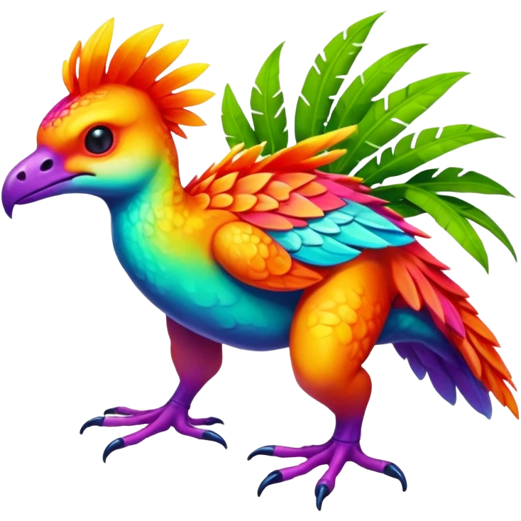 Multi-colored, neon-colored, randomly-colored Toxic Tropical Fionbri-Falvie-Vernid-Fakémon-creature (full body) emoji