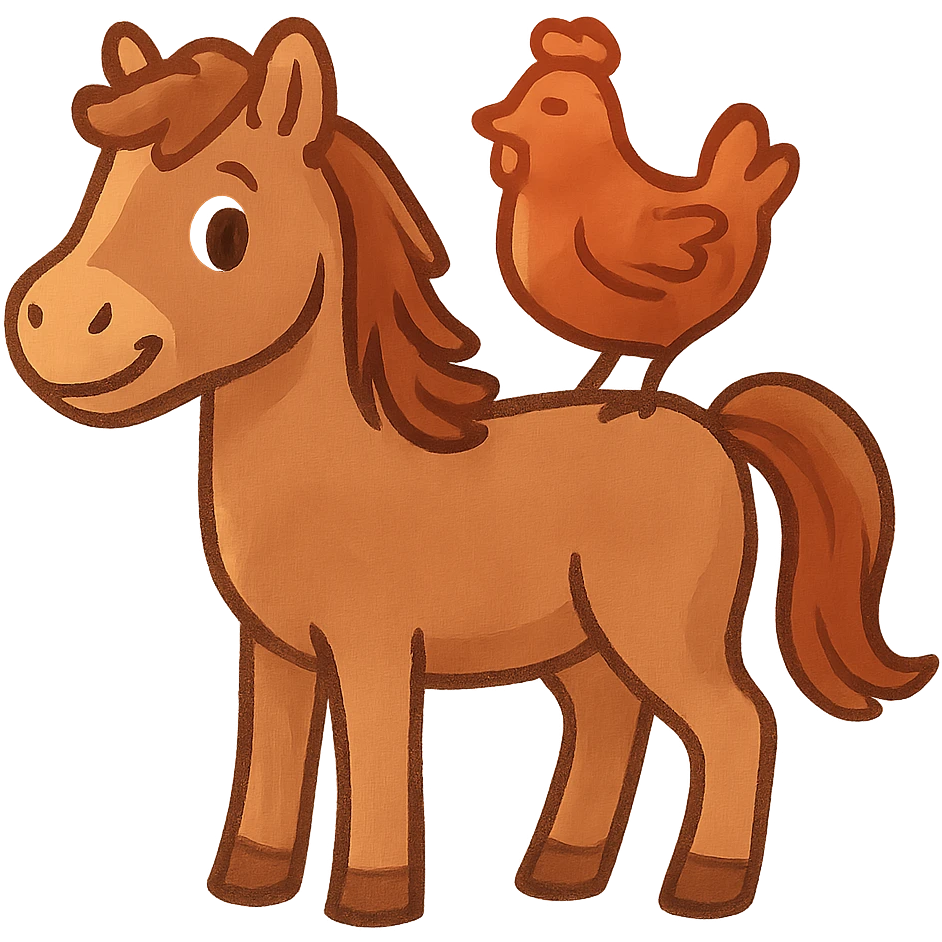 caballo con una gallina encima  emoji