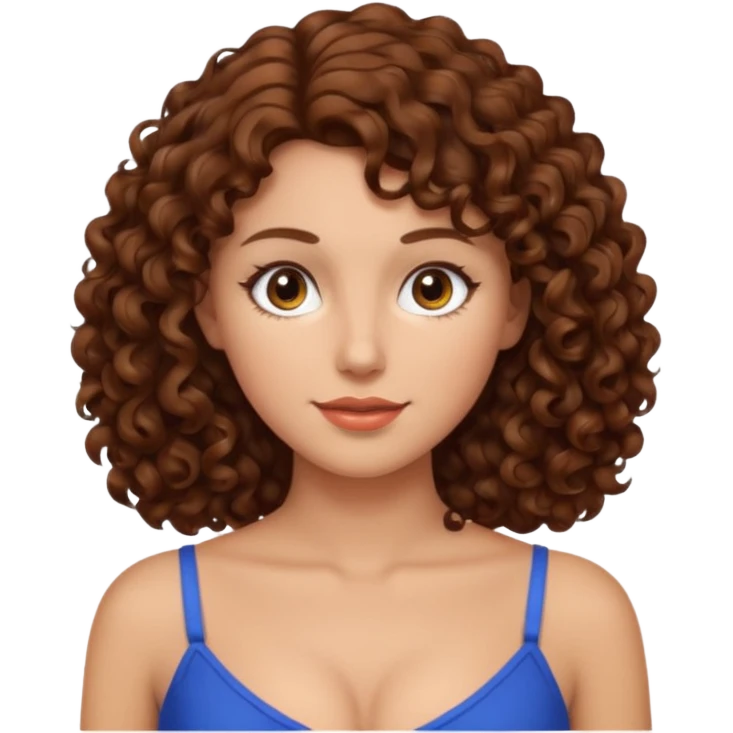 Femme cheveux bouclée brun décolleté sans sourire avec cheveux un peu foncé emoji
