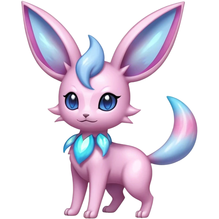 Shiny Cool Sparkly Cute Ethereal Espeon-Sylveon-Nidorino-Fakemon-hybrid-fusion- full body emoji