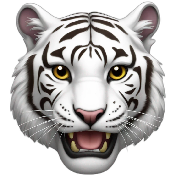 A whitetiger  with a steack in the mouth emoji