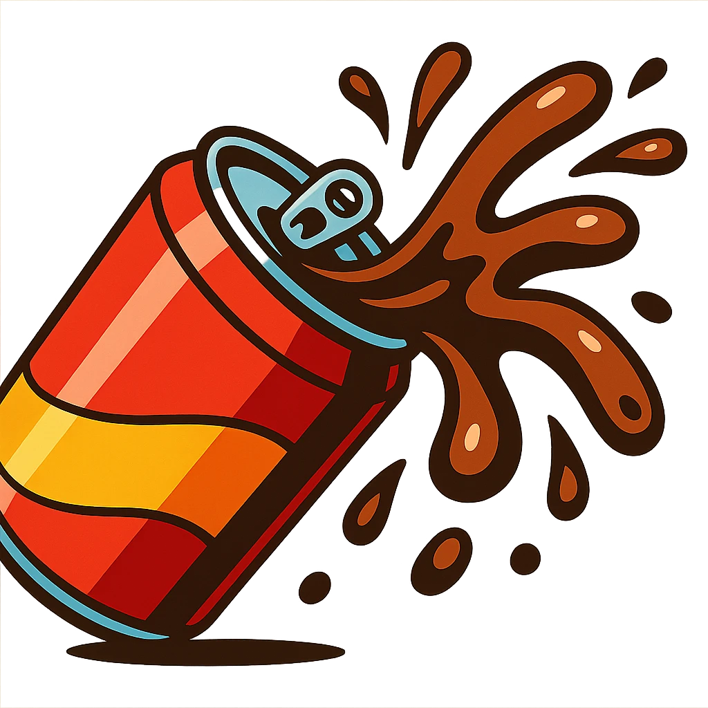 cola splash, dynamic, cartoon style emoji