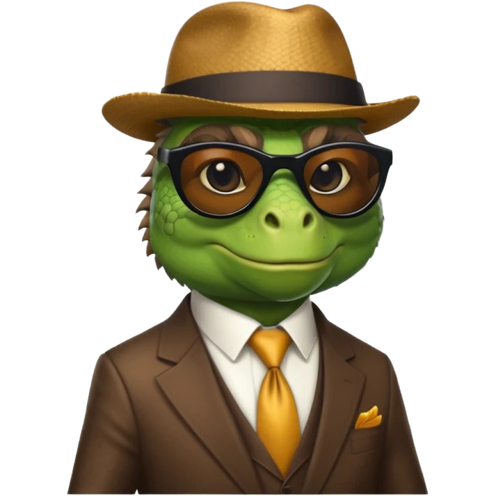capitalist iguana banker godfather with black sunglasses emoji