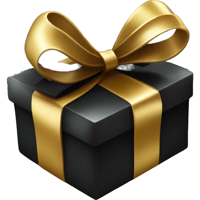 shiny black gift with gold bow emoji