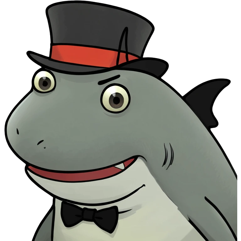 Shark with a top hat emoji