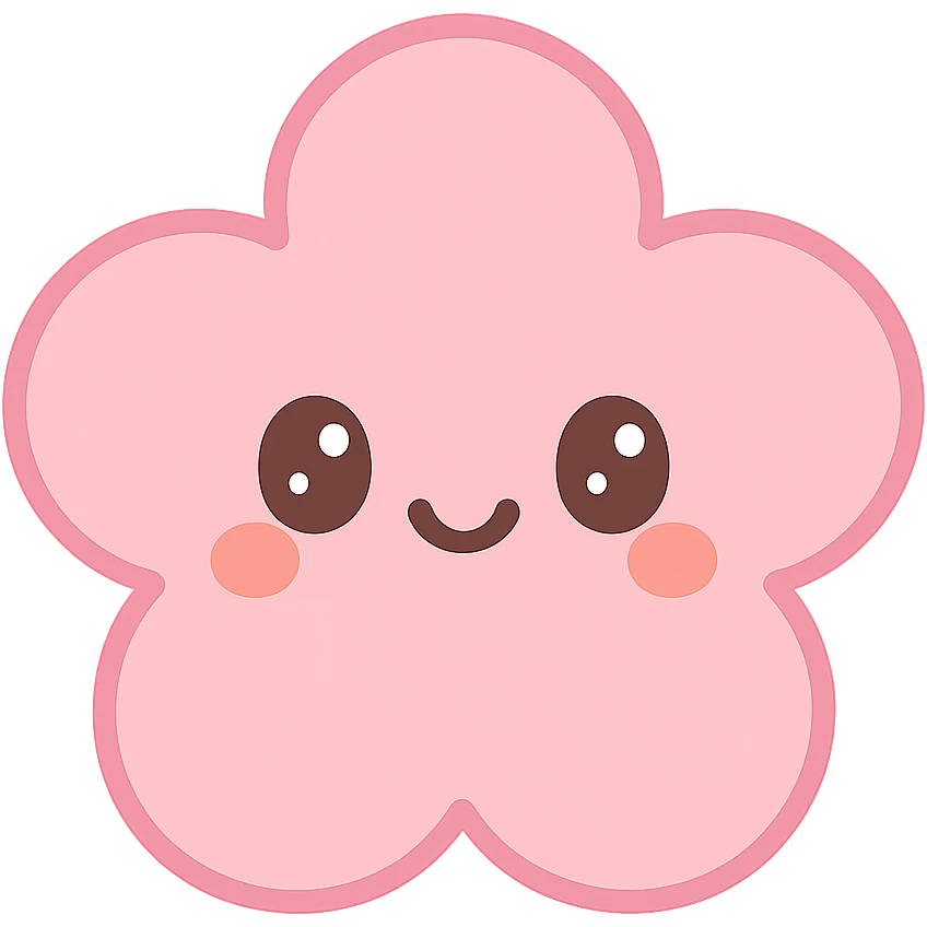 pink flower-shaped candy, kawaii style, isolated on transparent background emoji