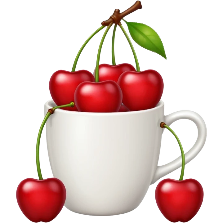 5pcs Fruit Cherry red on a cup emoji
