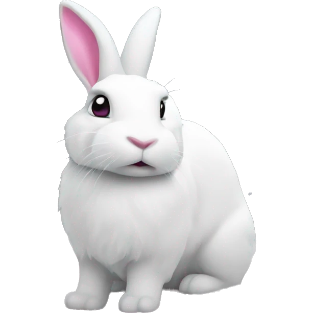 White Bunny with pink ears is in the snow emoji