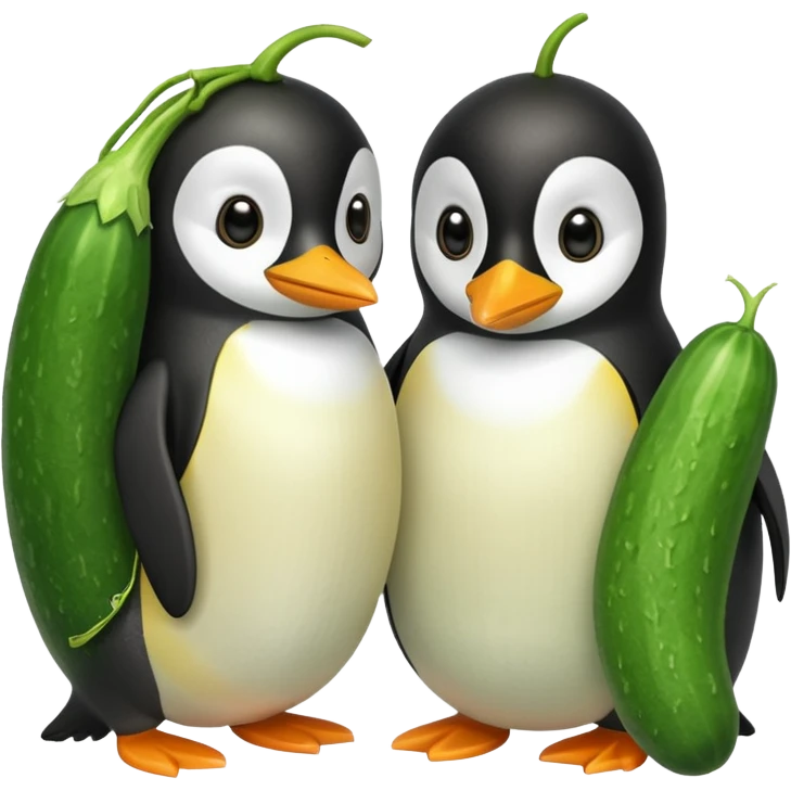 pinguine and a cucumber emoji
