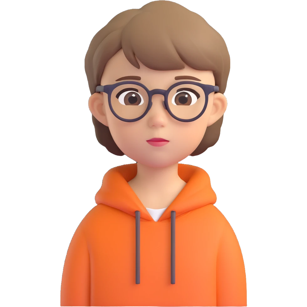 emoji of an 11 year old with glasses, short hair, and a neutral expression emoji