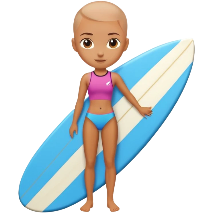 Shaved head girl with surfboard  emoji