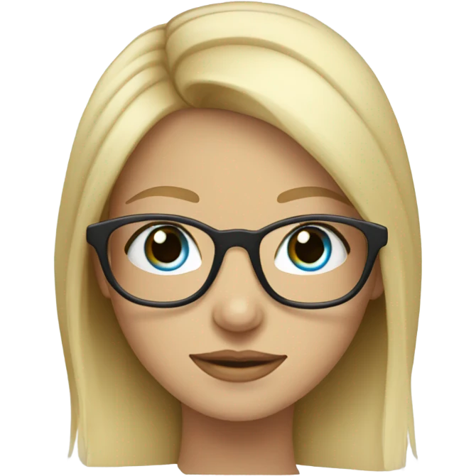 blonde girl blue eyes with glasses indoors emoji