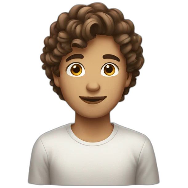 Boy Brown hair curled on top emoji